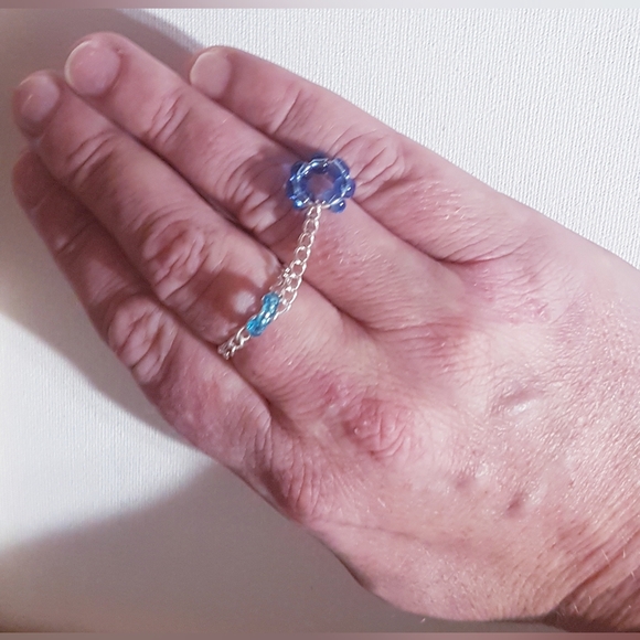 Blue Floatie Ring Dangling Handmade Jewelry NEW s9-10 - Picture 9 of 15